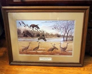 Framed Matted Under Glass John Mayer, Return To The Platte - Sandhill Cranes, 24" x 32"