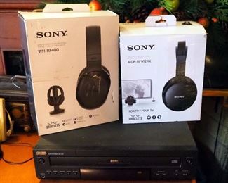 Sony Wireless Stereo Headphones Models MDR-RF912RK And WH-RF400 Both In Original Boxes And KLH 5 Disc Changer, Model DA-1402