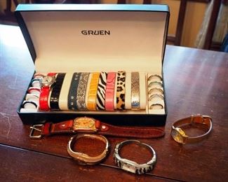 Ladies Wrist Watch Assortment, Including Gruen Convertible Watch Set, Vivani And Stone Cuff Watches, Tweety Bird Watch And More, Total Qty 9