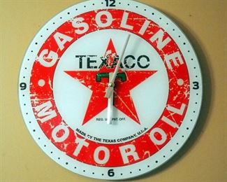 Glass Texaco Battery Powered Wall Clock, 13.5" Round