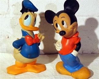 Vintage Illco Toy Co. Walt Disney Mickey Mouse And Daffy Duck Rubber Coin Banks, 11.5" Tall