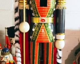 Large Painted Wood King Nutcracker, Stands 42" Tall