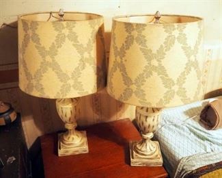 Ceramic Matching Urn Style Table Lamps, Qty 2, 25" Tall