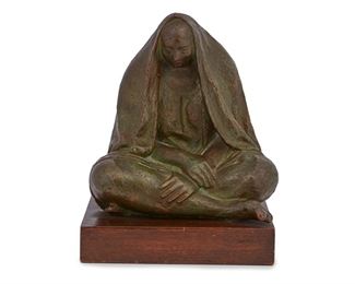 23
Felipe Castañeda
b. 1933, Mexican
Seated Woman, 1968
Patinated bronze on wood base
Edition 11/111; signed and dated in the cast
8.5" H x 7.5" W x 8.75" D
Estimate: $2,000 - $3,000
