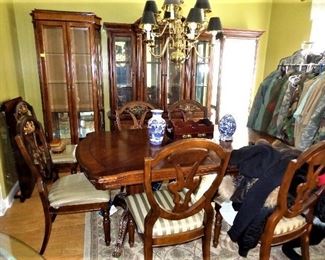 Two Lighted Curio Cabinets with Beveled Glass & China/CurionCabinet