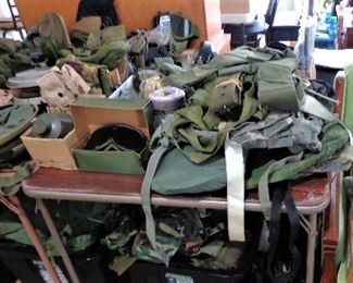 Vintage Camo, Dress Uniforms, Jumping Harness, Flight Overalls, Mechanic Overalls, Over Coats, Boots, Pouches, Helmets, Etc. 