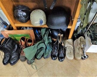 Vintage Camo, Dress Uniforms, Jumping Harness, Flight Overalls, Mechanic Overalls, Over Coats, Boots, Pouches, Helmets, Etc. 