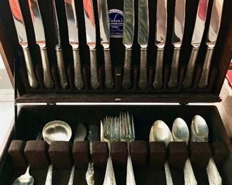 72 pc. / setting for 12 set of sterling silver flatware no monogram: Chased Romantique 1933, by Alvin