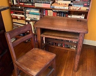 Antique child's desk and chair
