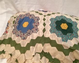 1930’s Grandmother’s Flower Garden Quilt Top 79” x 88”