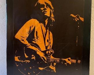 Vtg pin up poster on wood: Alvin Lee, 17 x 21 
