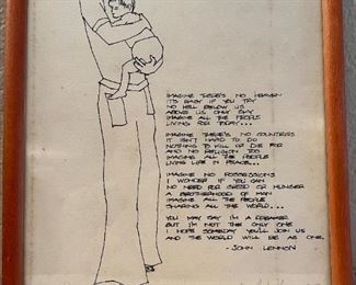 "Imagine" by John Lenon with drawing, 85/100