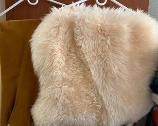 Suede hide and sheep skin rug