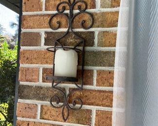 Pair of iron candle holder wall sconces