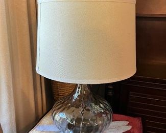 Pair of light blue glass lamps