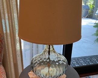 Pair of light blue glass lamps