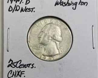 For your consideration is this 1947-D over D Washington Silver Quarter, Error