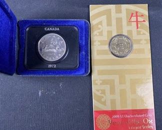 For your consideration is this 1972 Canada Silver Dollar + Royal Mint Ox Coin