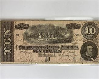 For your consideration is this 1864 CSA $10, Richmond Blue Back Note