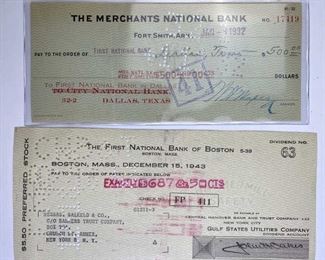 For your consideration is this 1932 Dallas, TX & 1943 WWII Era Boston Checks