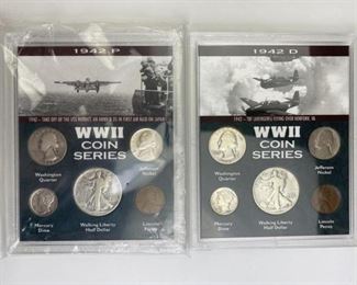 For your consideration is this 1942-P,D WWII Coin Series w/ Silver, Encased