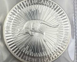 For your consideration is this 2020 Australian 1oz Silver Kangaroo