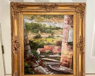 2 of 2 Large Mediterranean Oil Painting in a Renaissance Frame Rococo Baroque Design
