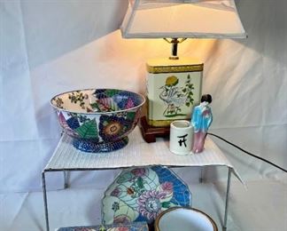Asian Pottery with Beautiful Bird Lamp