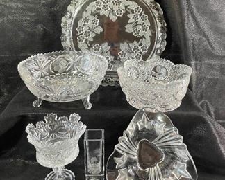 Clear Glass Compote, Footed Bowl, Cake Plate and More