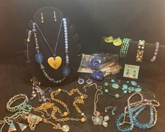 Costume Jewelry Blues and Greens