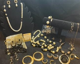 Costume Jewelry in Black, White, and Gold