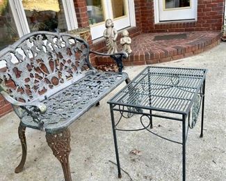 Heavy Cast Iron Garden Bench and Table