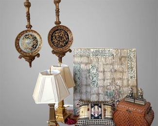 Large Lot of Home Decor Includes Two Hanging Canvas Prints, Lamps, and More