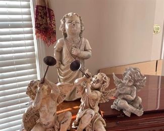 Lot of Four Neutral Color Resin Angels