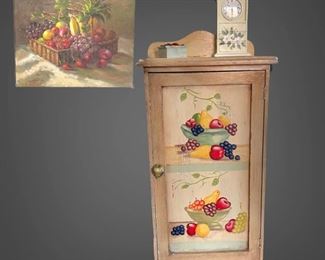 Mini Hand Painted Distressed Wooden Hutch Kitchen Storage