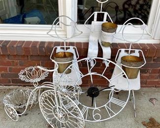 Outdoor Yard Decorations Metal Bicycle Plant Stand 3 Metal Children Plant Stands