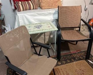 Outdoor Chairs, Pillows, Cushions and Table