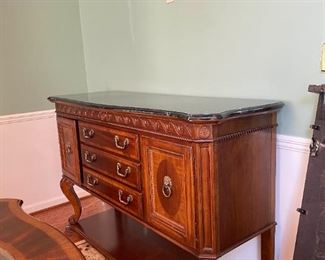 Solid Wood Sideboard Highboy Buffet Marble Top
