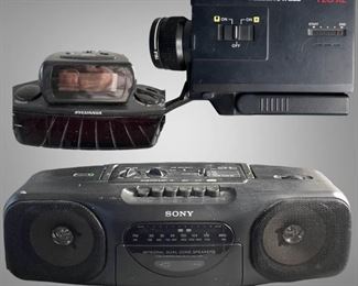 Sony Boombox Bell and Howell T20 XL Super 8 Two Alarm Clocks