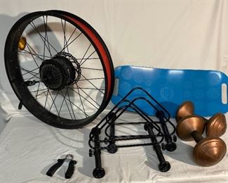 Standing Bike Rack, Bafang, Weights, and Balancer