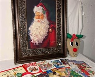 Susan Comish Christmas Print and Old Books