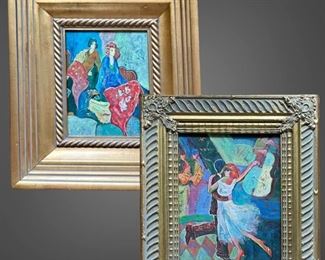 Two Beautiful Abstract Hand Painted Oil on Canvas Paintings