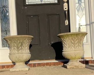 Two Large Concrete Plant Urns