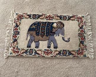 Wool Area Rug with Elephant