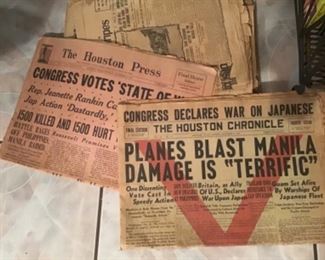 Vintage World War 1 and 2 Newspapers