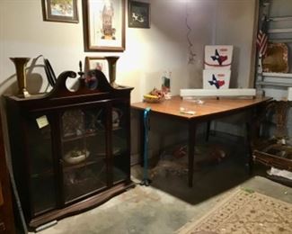Teak Table and Display Cabinet