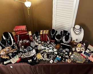 Lots of quality Indian turquoise and sterling, Mexican sterling, Danish modern sterling.