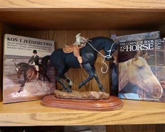 Nice Statue and horse books. The owner was a Dressage Champion so lots of horse items.