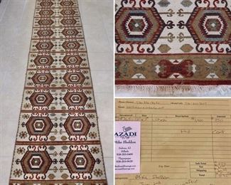 Uzbek Wool Rugs - 12' x 2'6" - Matching Uzbek Rug 8' x 2'5"