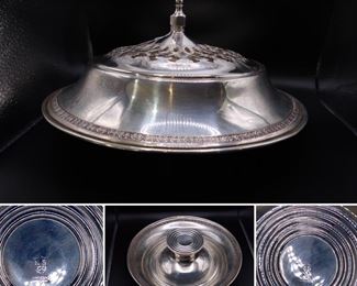 Sterling Silver / Shallow Dish w/ Cut Out Lid Design